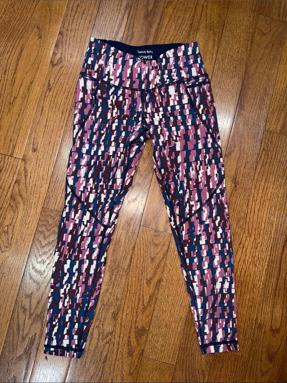 Sweaty Betty Abstract Geo Print Leggings - Pink, Navy, Cream